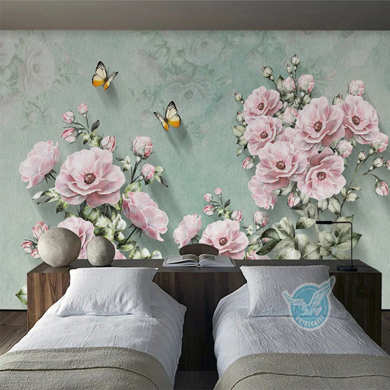 

Wall Murals House Decoration European Retro Wallpaper Vintage 3d Rose Wall Stickers