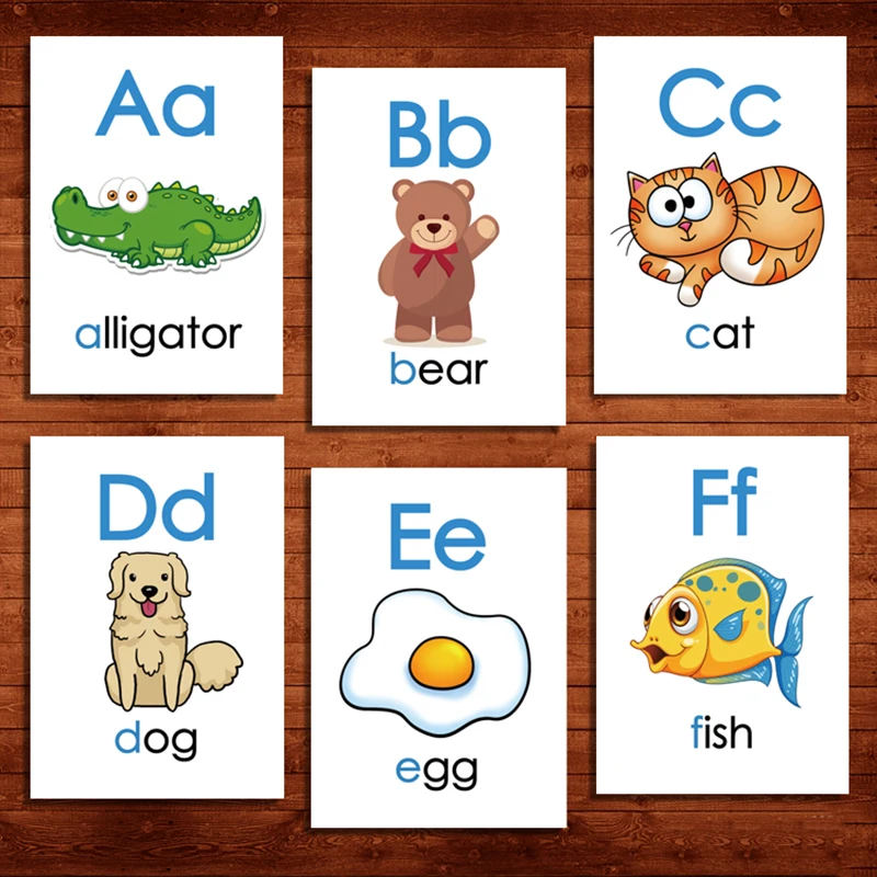 

DDWE 26 ABC Alphabet Baby Literacy Game Preschool Educational Toys for Children FlashCards Learn English Word Teaching Kids Card