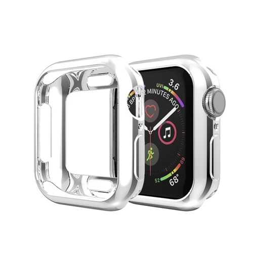 Silver Защитный чехол для Apple Watch 4, 44 мм, iWatch band 3, 42 мм, 38 мм, 40 мм, 360 градусов, защита от падения, ТПУ, силиконовый защитный чехол - Цвет: Silver