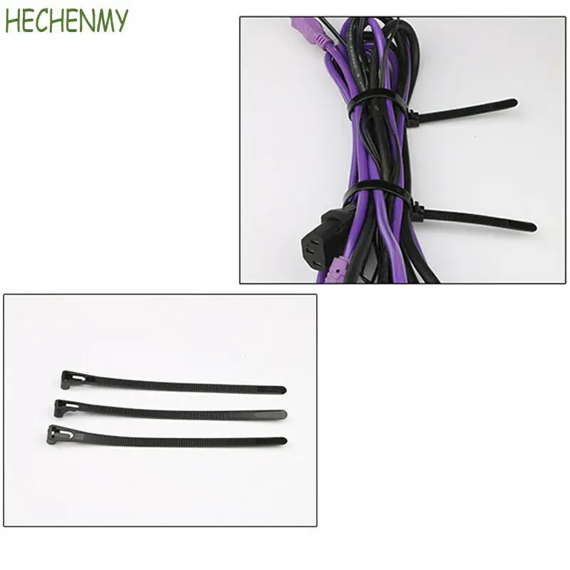 Белый/черный сильный нейлона Пластик кабельные стяжки провода кабеля