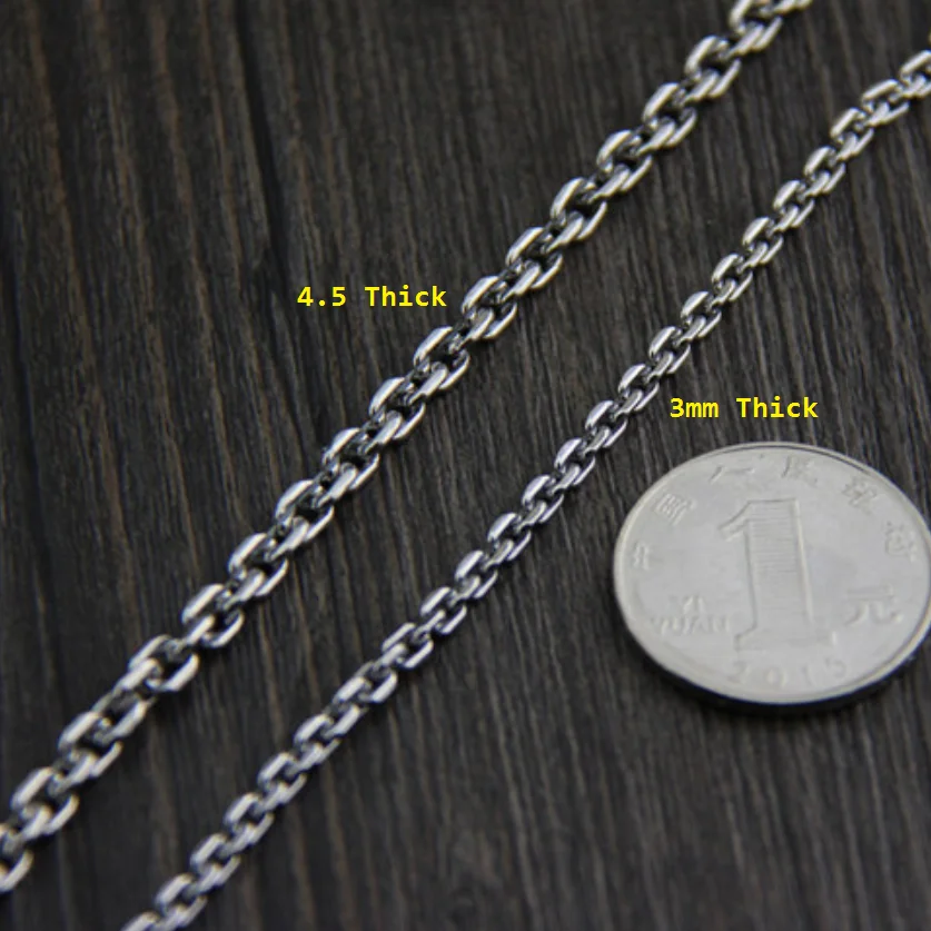 

Solid Silver Clasic Round Chain Necklace For Men Women S925 Sterling Silver Thai Silver Cross Long Chain Necklace Jewery