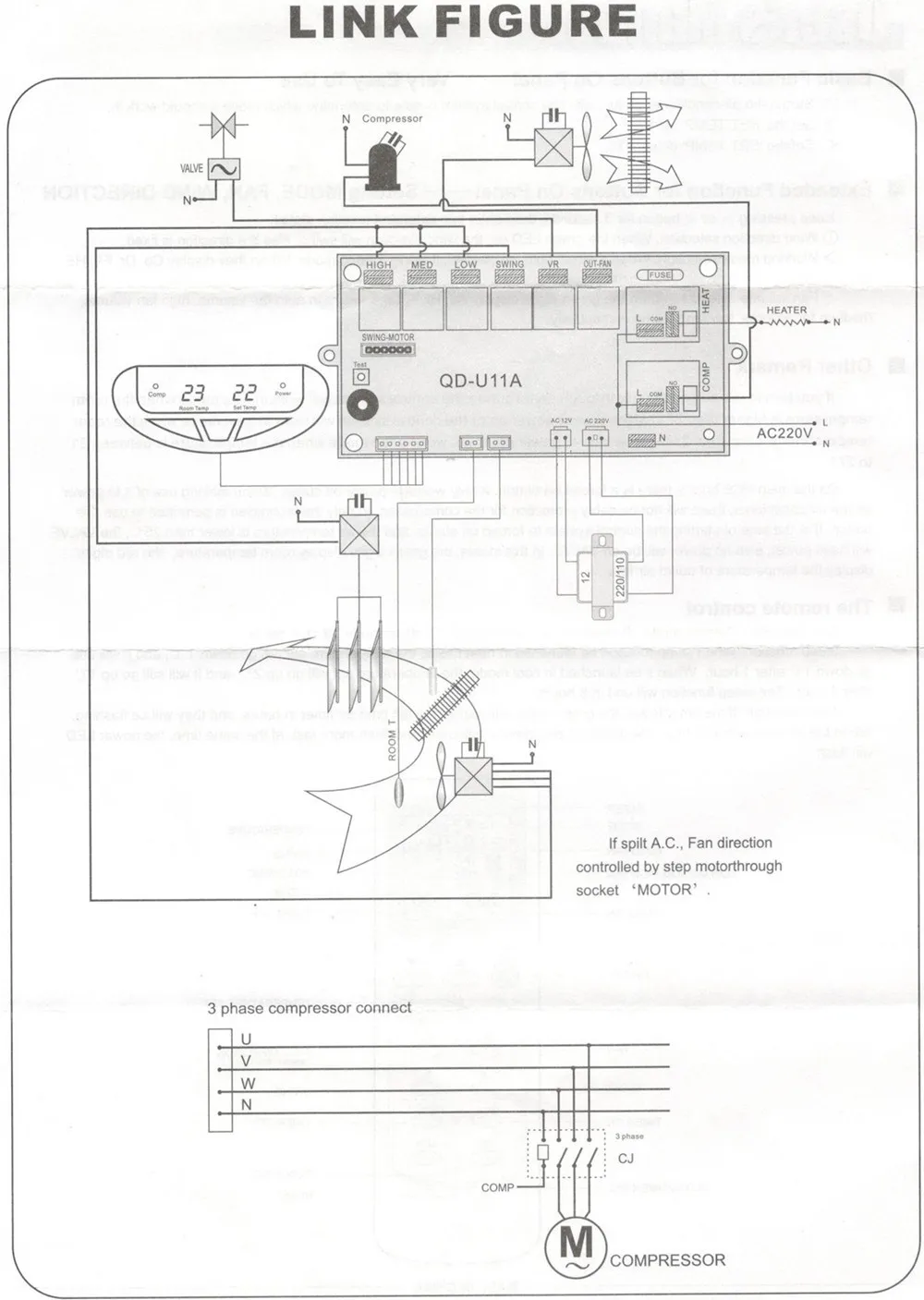 Качество chigh Сплит Кондиционер pcb контроллер модификации плата, панель управления QD-U11A с температурным дисплеем экрана