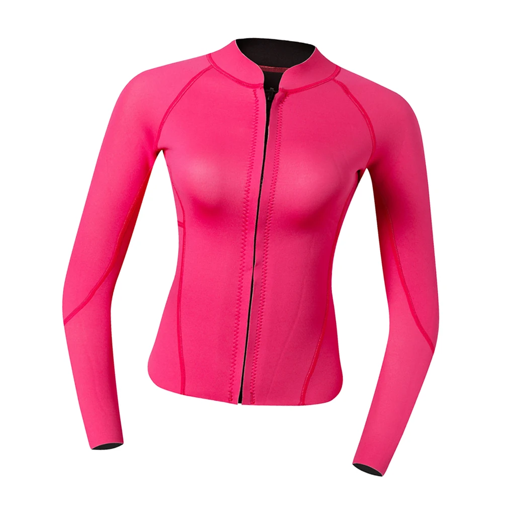 

Women Wetsuit 2mm Suit Top Shirt Diving Swimming Jacket Rose Red