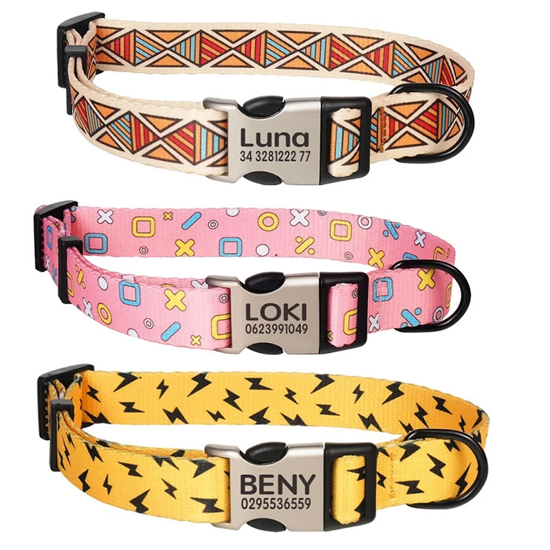 Нейлоновый ошейник для собак персонализированный аксессуар питомцев с