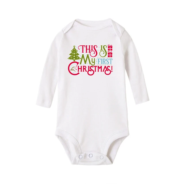 Рождественская Одежда для новорожденных с забавным принтом повседневные