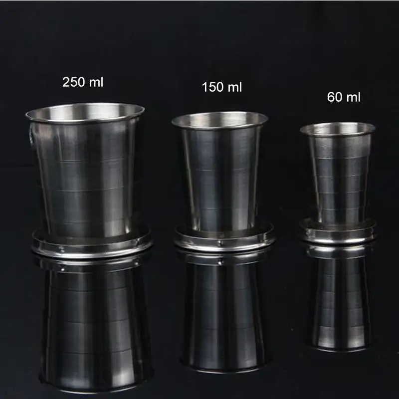 75 мл 150 250 Складная чашка Нержавеющая сталь выдвижной складные стаканы съемные