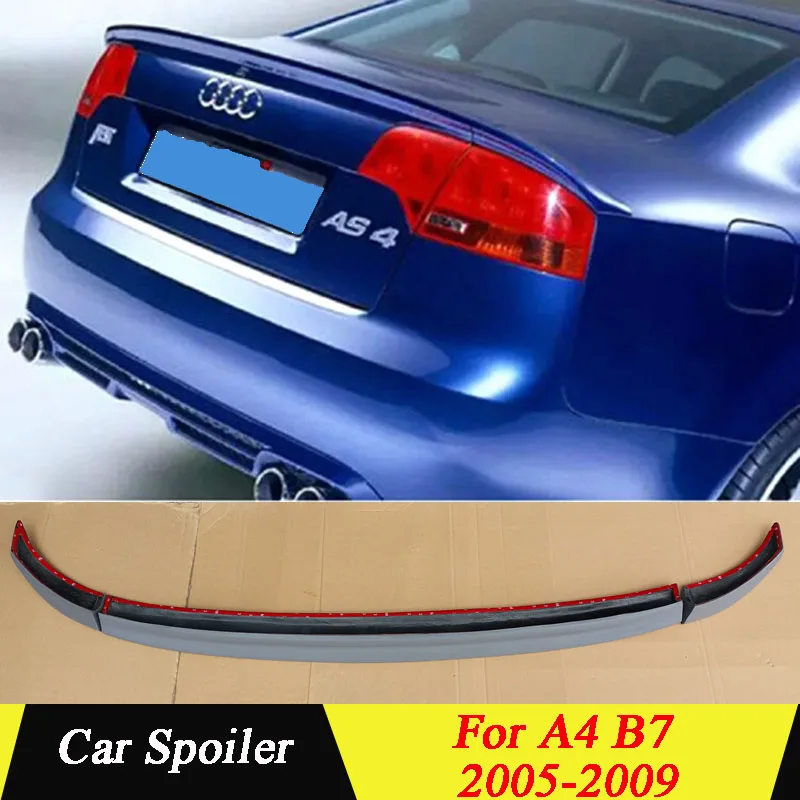 Для Audi A4 B7 2005 2006 2007 2008 2009 задний багажник спойлер 3 шт./компл. PU Материал грунтовка Цвет автомобильное украшение в виде хвостового крыла для A4 B7