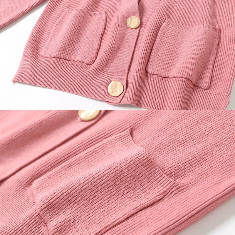 Женский вязаный кардиган BYGOUBY однотонный свободный свитер с v-образным вырезом и