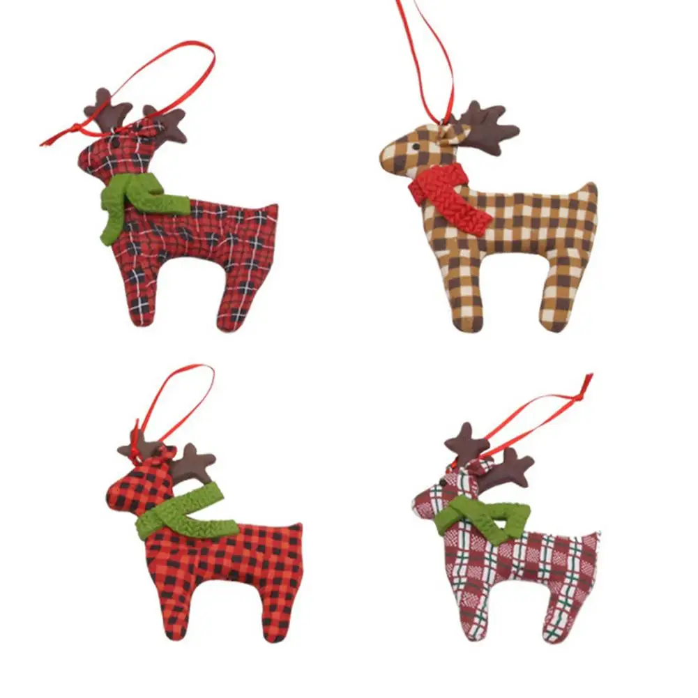 

4pcs 2021 Navidad Christmas Tree Elk Decor Xmas Hanging Pendant Elk Christmas Decorations For Home New Year Noel Birthday Gift
