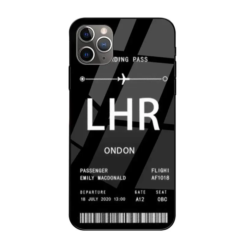 

Personalised Plane Ticket Custom Phone Case Tempered Glass For Iphone6plus 6S 7 7plus 8 X XS XSmax XR 11 12 Pro Max 12mini
