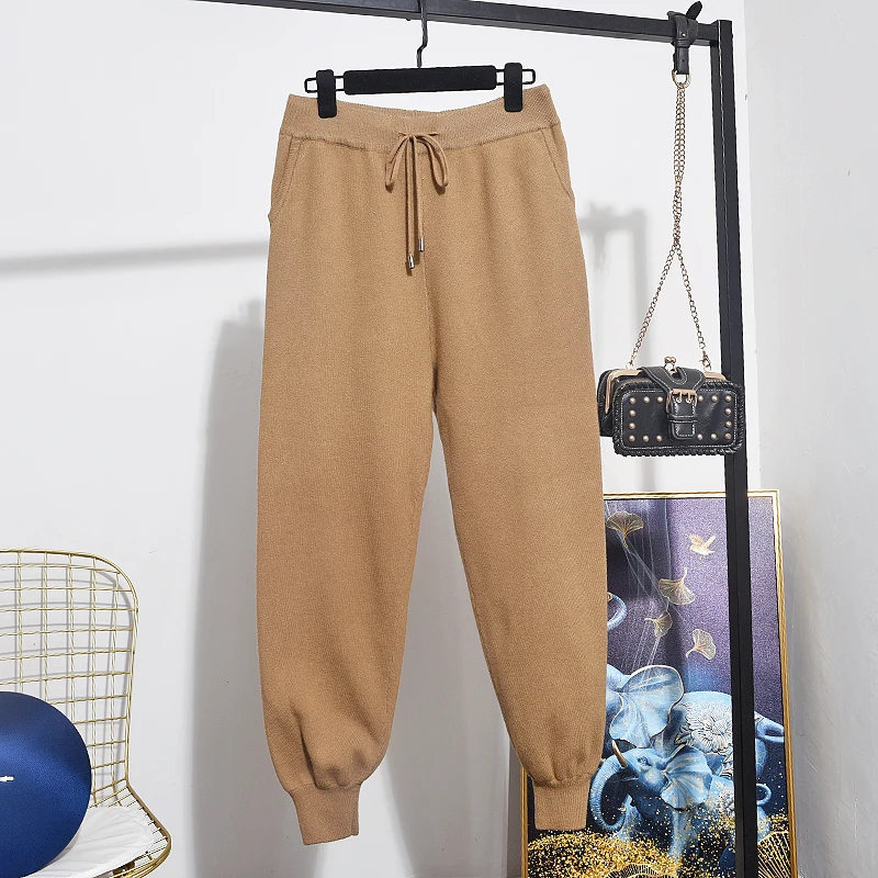 Женский трикотажный комплект из двух предметов свободный свитер с капюшоном и