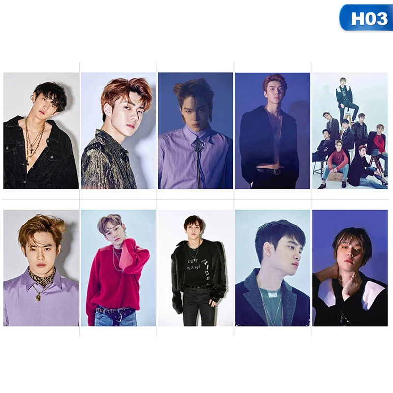10 шт./компл. KPOP EXO 5-й альбом LOVE SHOT фотография карточка Хрустальная наклейка для