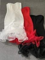 high quality white red black strapless ruffles knee length rayon bandage dress elegant club party dress vestidos