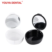 prosthesis container with mirror false teeth orthodontic dentures case dental retainer storage box plastic oral hygiene supplies