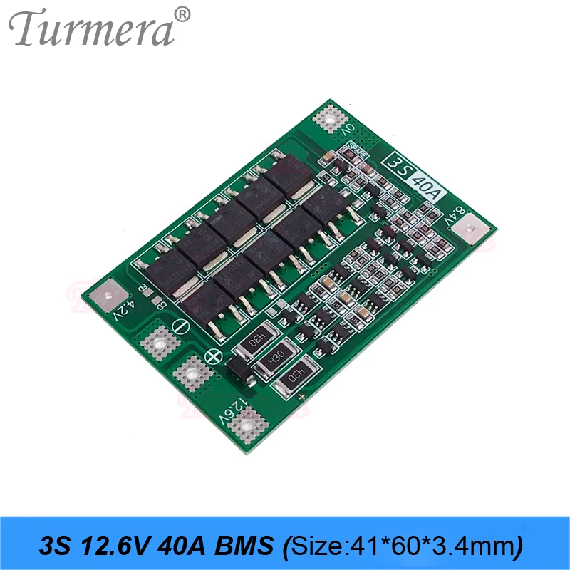 Контейнер для хранения батарей Turmera 12 В 7-21 А · ч 3x7 18650 3S 40 BMS со свинцово-кислотным
