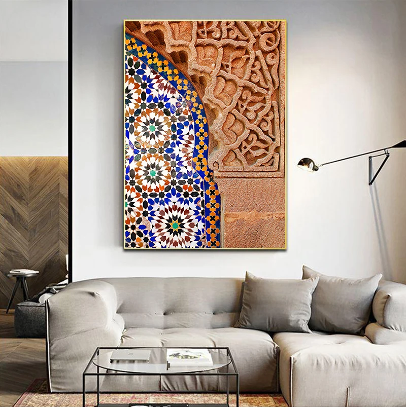 

Moroccan Wall Art Canvas Print Marrakesh Architecture Poster Boho Wall Decor Terracotta Art Picture Decoration Painting