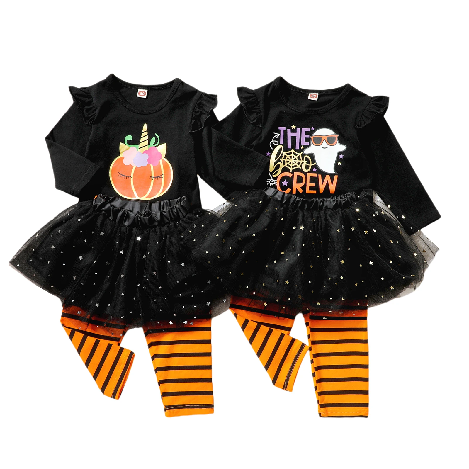

2021 Baby Clothes My First Halloween Outfits Long Sleeve Pumpkin Print Kids Boy Girl Romper Pants Children's Clothing