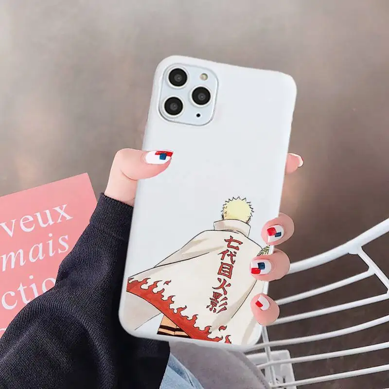

Anime Naruto Kakashi Phone Case White Candy Color for iPhone 6 7 8 11 12 s mini pro X XS XR MAX Plus