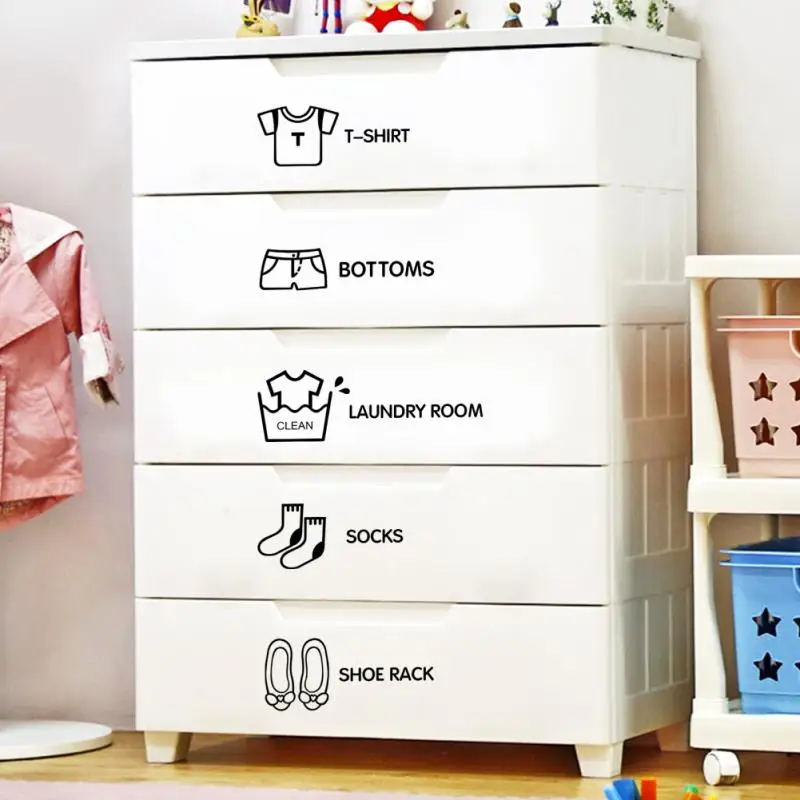 

7pcs Wardrobe Logo Stickers Cloth Category Label Home Decor Wardrobe Storage Sort Decoration DIY Drawer Cabinet Wall Stickers