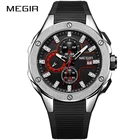 Часы MEGIR Мужские Наручные с хронографом, модные спортивные водонепроницаемые кварцевые в стиле милитари, с силиконовым ремешком, 2020