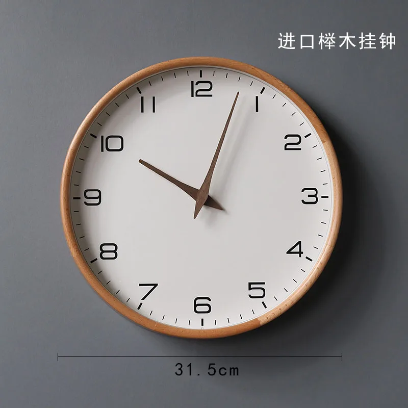 Настенные часы из массива дерева в скандинавском стиле современные тихие