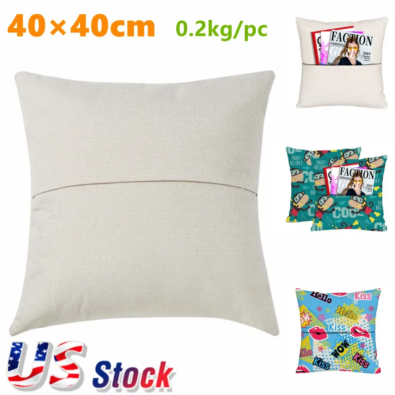 

Wholesale 10pcs 40×40cm Sublimation Blank Linen Pillow Case Pocket Pillowcase Cushion Cover for Heat Transfer Printing