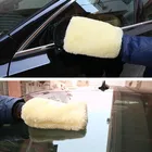 Перчатка для мойки автомобиля, мягкая полировальная перчатка из овечьей шерсти, 1 шт., натуральная перчатки из овечьей шерсти