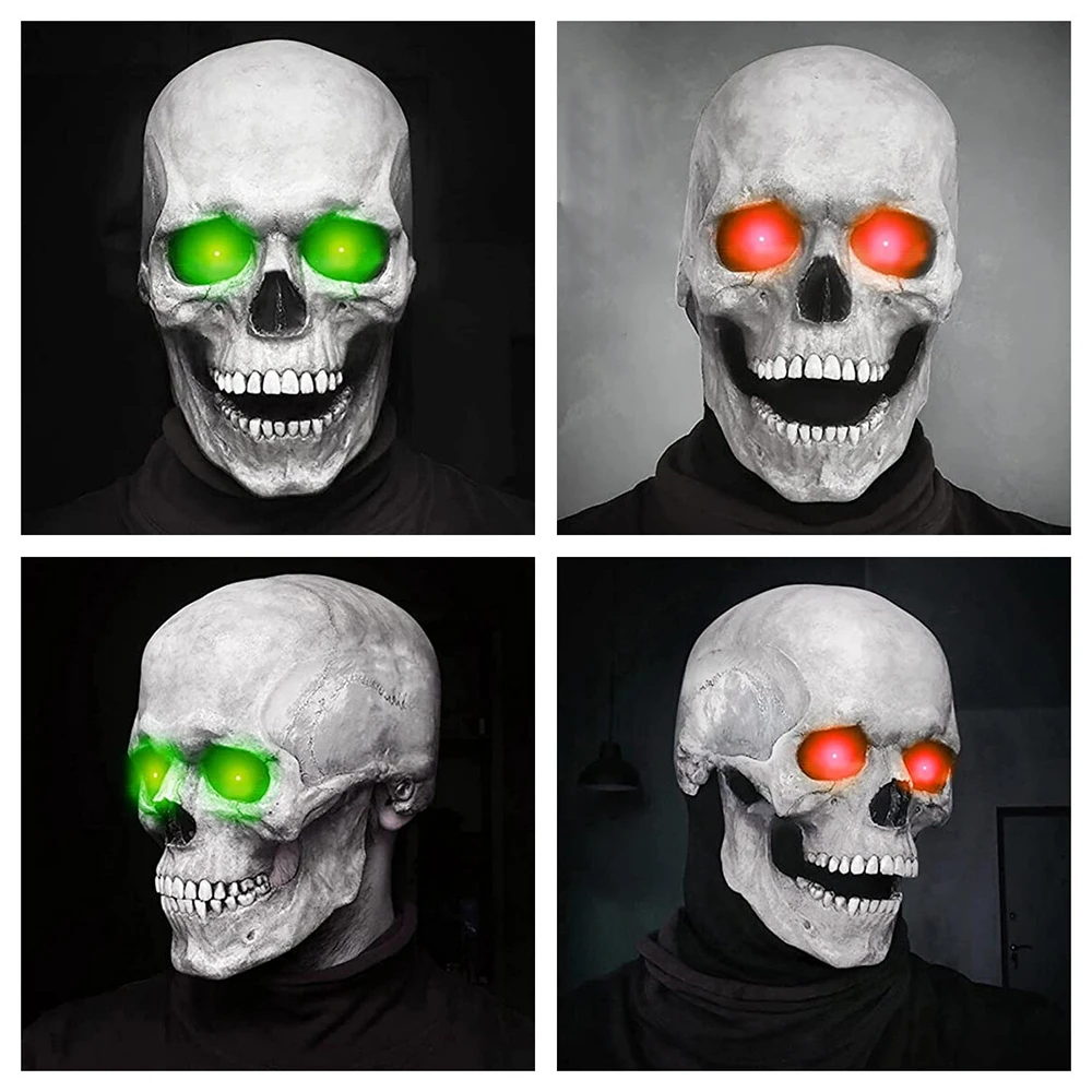 Mascarilla de cabeza completa con mand&iacute;bula m&oacute;vil para Halloween, m&aacute;scara de Calavera, decoraci&oacute;n de terror y Horror, Cosplay, fiesta, regalo, 2021-4