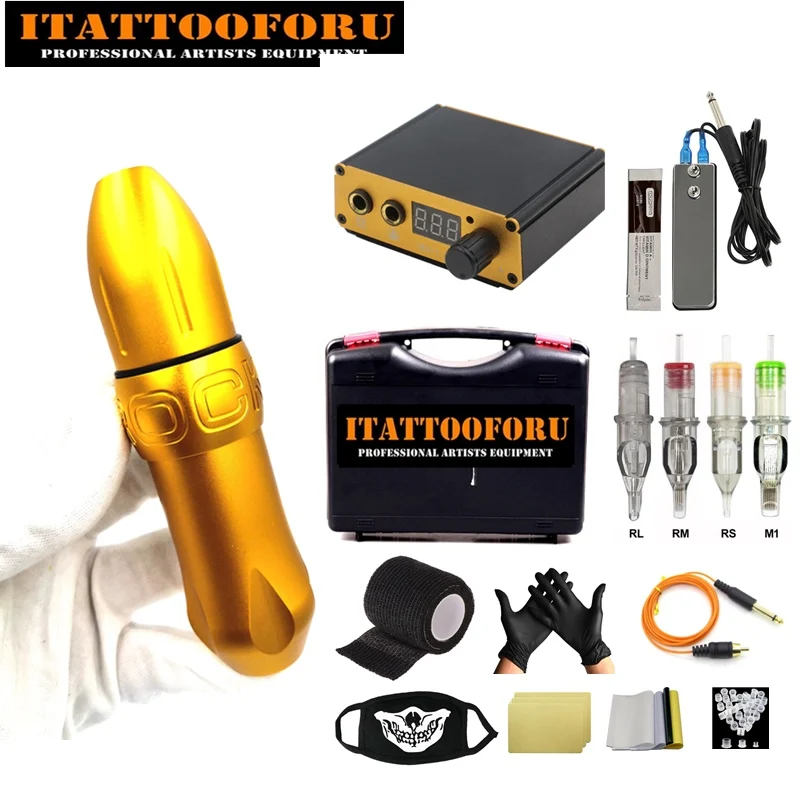 Профессиональный набор для татуировок вращающаяся машинка с ЖК-дисплеем полный