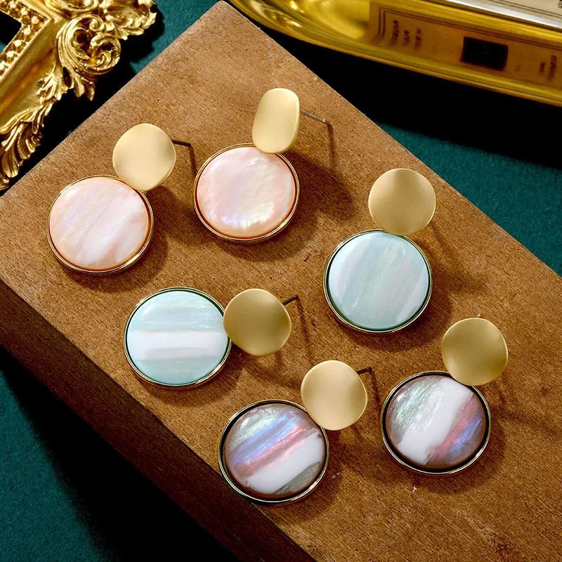 Женские Геометрические серьги FAMSHIN круглые висячие в богемном стиле ювелирные