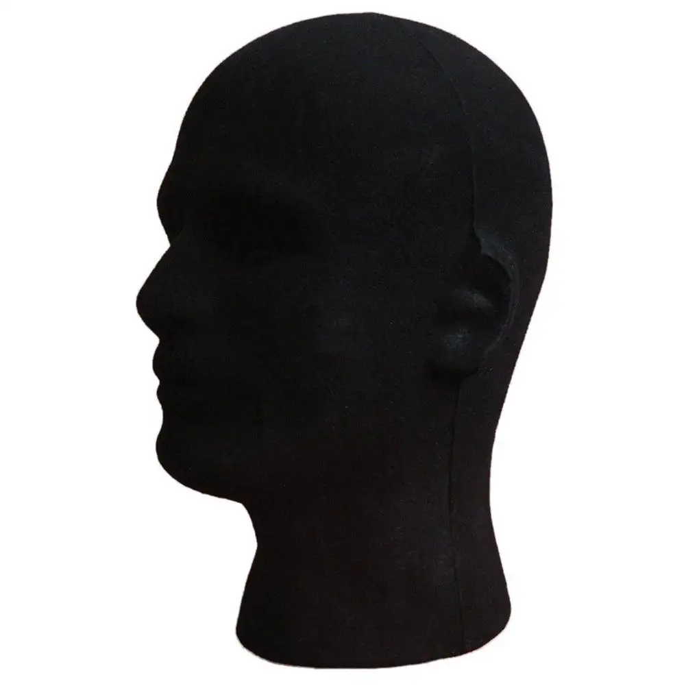 Male Flocking Foam Head Model Glasses Headset Wig Display Stand Rack Mannequin Hairdresser's Head Black Foam Tool Mannequin