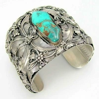 tibetan silver blue butterfly bracelet indian style opening bracelet retro mens and womens jewelry