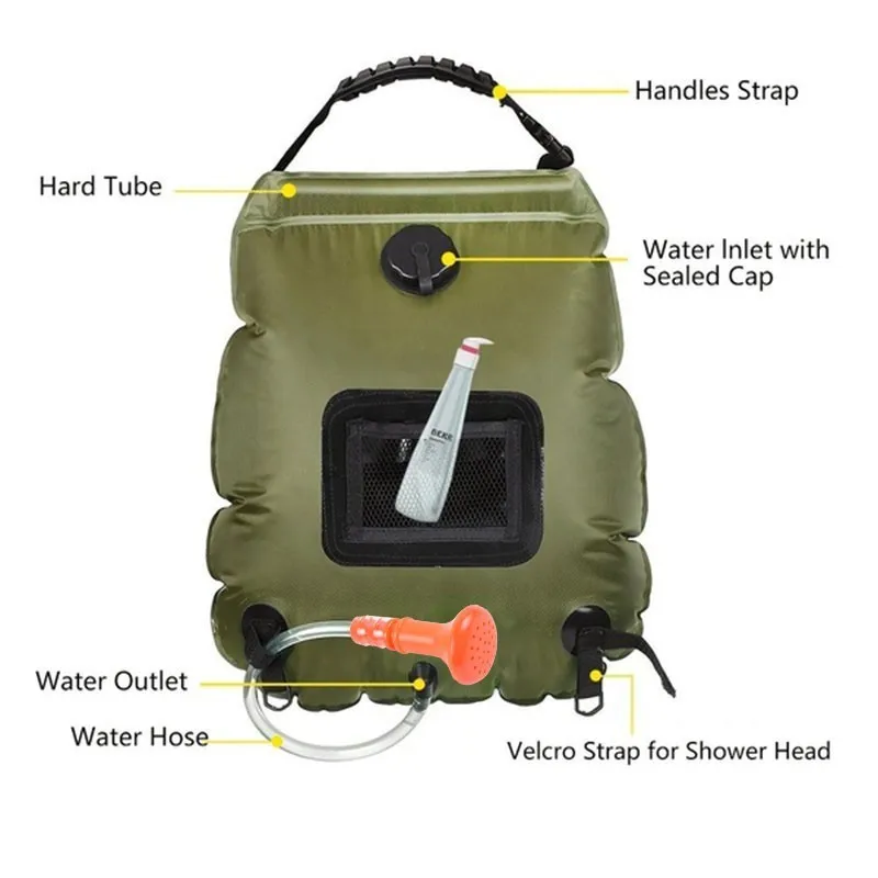 20л ПВХ Портативный Открытый Кемпинг Душ Пешие прогулки гидратация воды мешок