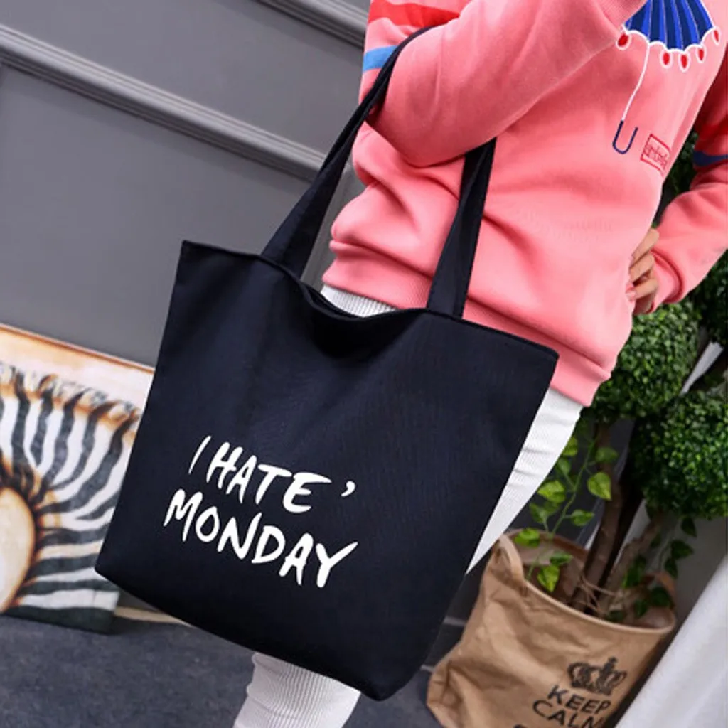 Женская сумка для покупок тоут с принтом букв Экологичная Холщовая Сумка bolsas