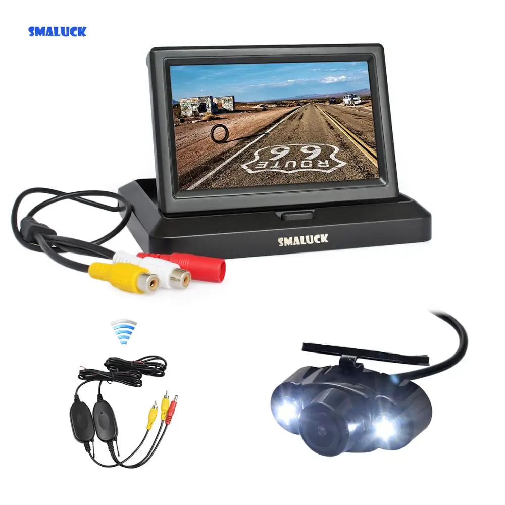 SMALUCK Беспроводной 5-дюймовый складной монитор заднего вида Автомобильный