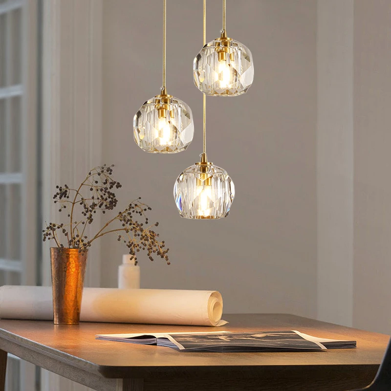 

Nordic crystal pendant lighting for kitchen island dining living room bedside pendant light lamparas de techo colgante moderna