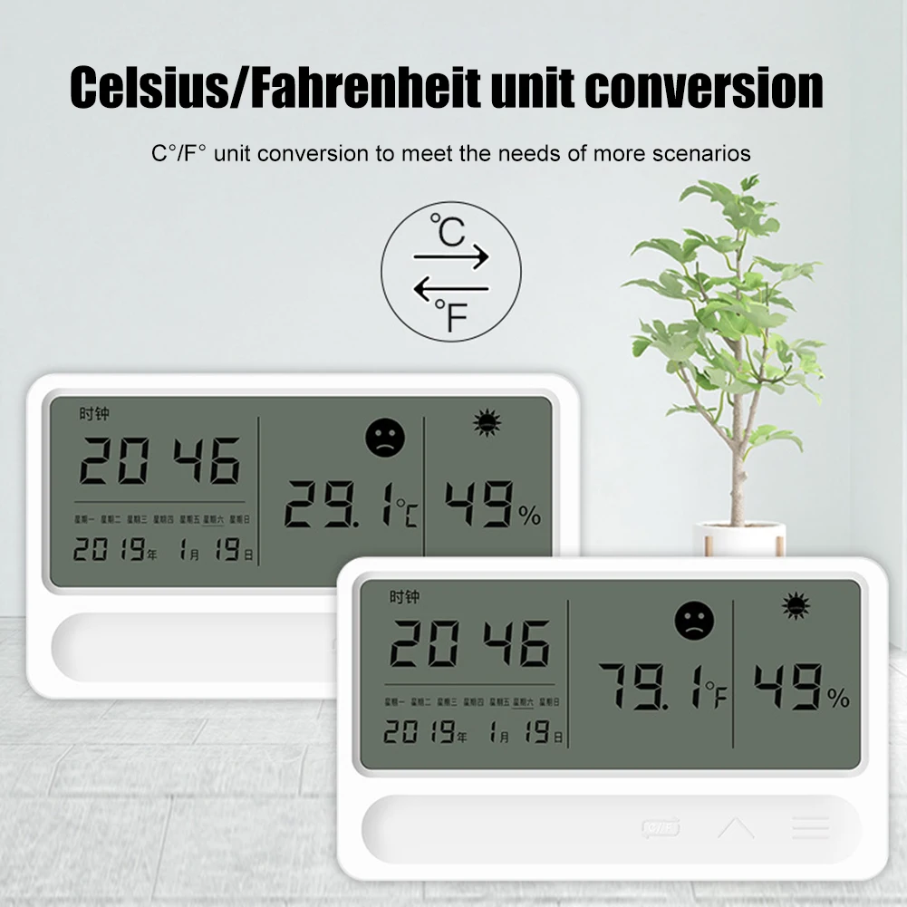

Будильник с большим экраном, гигротермограф, настольные часы с ЖК-дисплеем, измеритель температуры и влажности в помещении