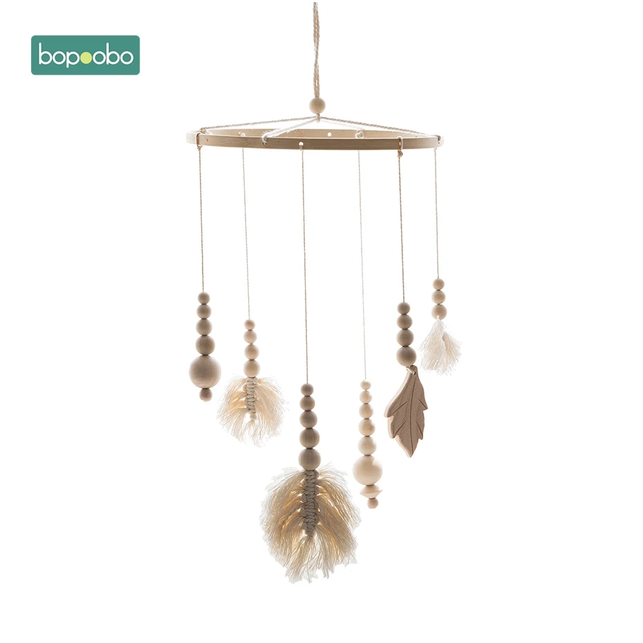 Woven leaves Bopoobo 1 набор силиконовых бусин для малышей, передвижные погремушки для птиц из бука, гирлянда из шариков, детская кровать, подвесной декор, детские товары для кормления - Цвет: Woven leaves