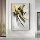 Абстрактные картины маслом с желтыми перьями, картины на холсте, художественные плакаты и принты, Современное граффити, настенные картины, Декор для дома