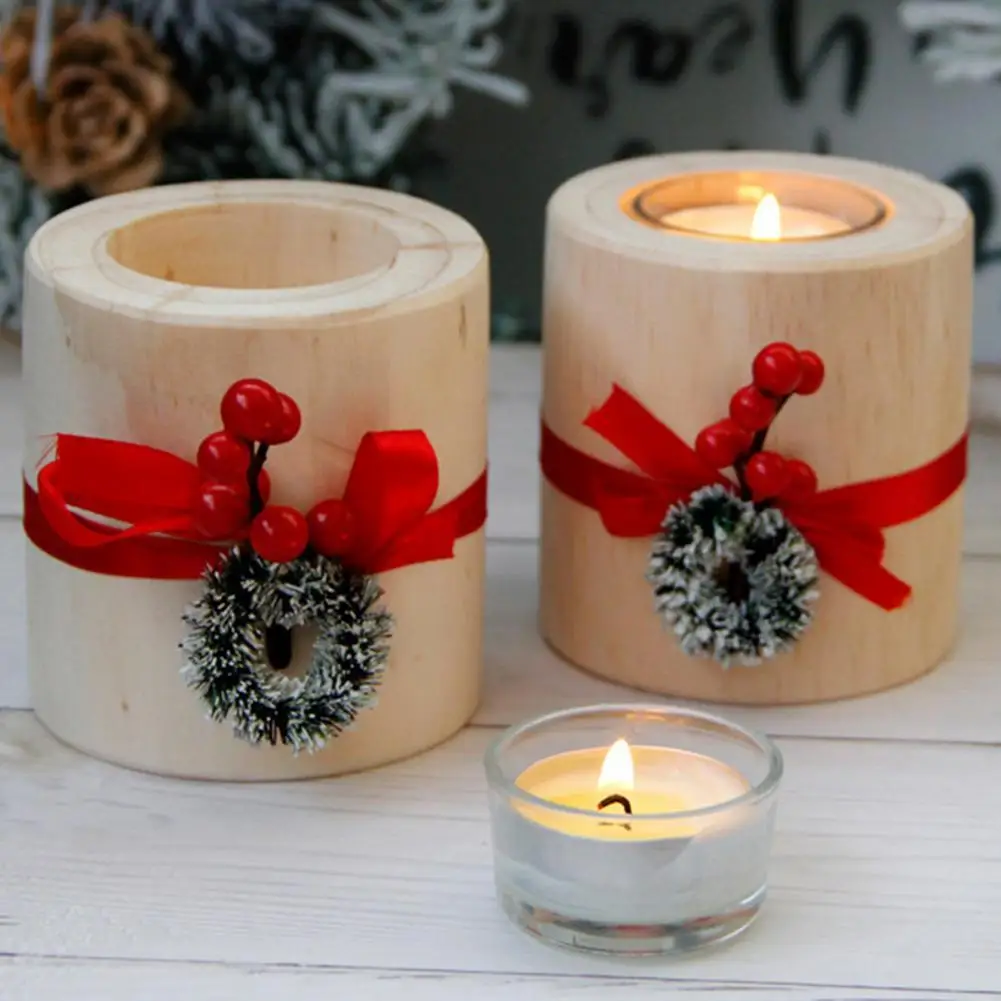 

Candle Cup Cylinder Shape Windproof Wooden Domestic Tealight Holder for Christmas Festival For Home Living room Wedding Decor
