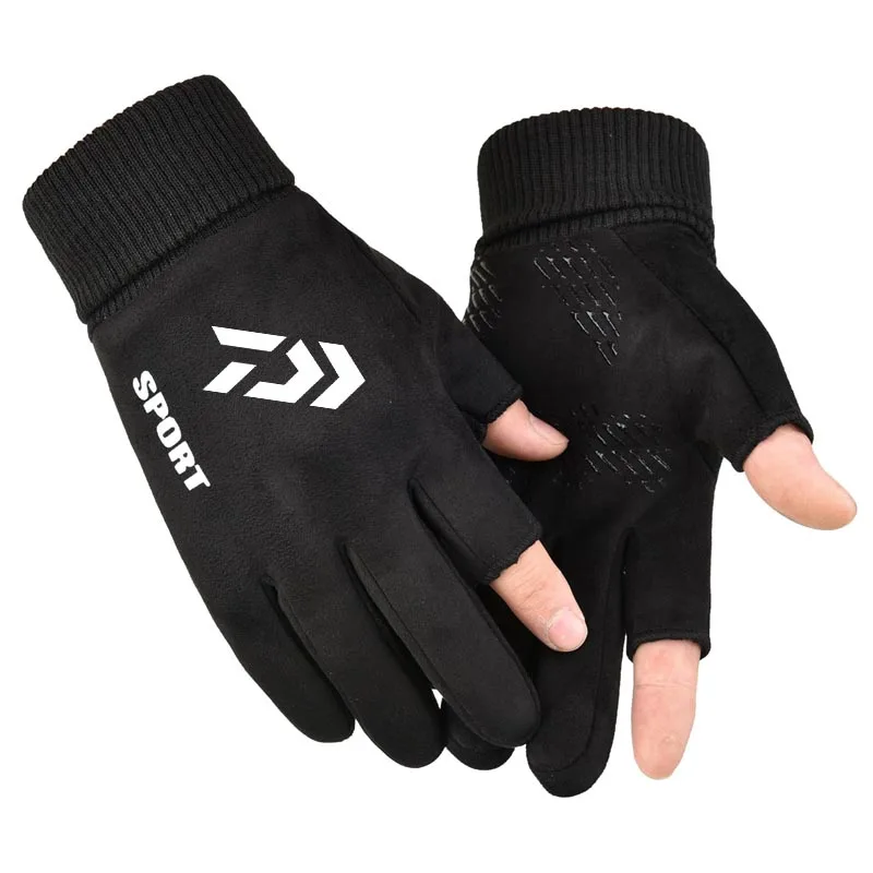 Зимние уличные ветрозащитные теплые плотные рыболовные перчатки с открытыми