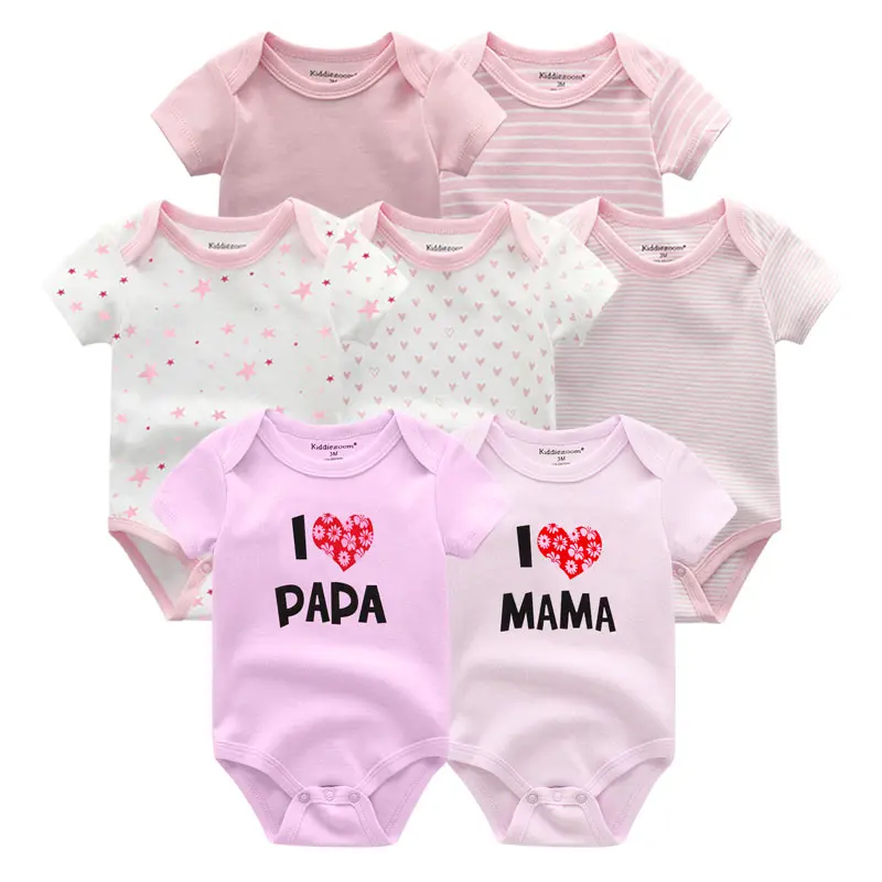 

7 PCS/lot newborn baby bodysuits short sleevele baby clothes O-neck 0-12M baby Jumpsuit 100%Cotton Roupa de bebe baby clothing