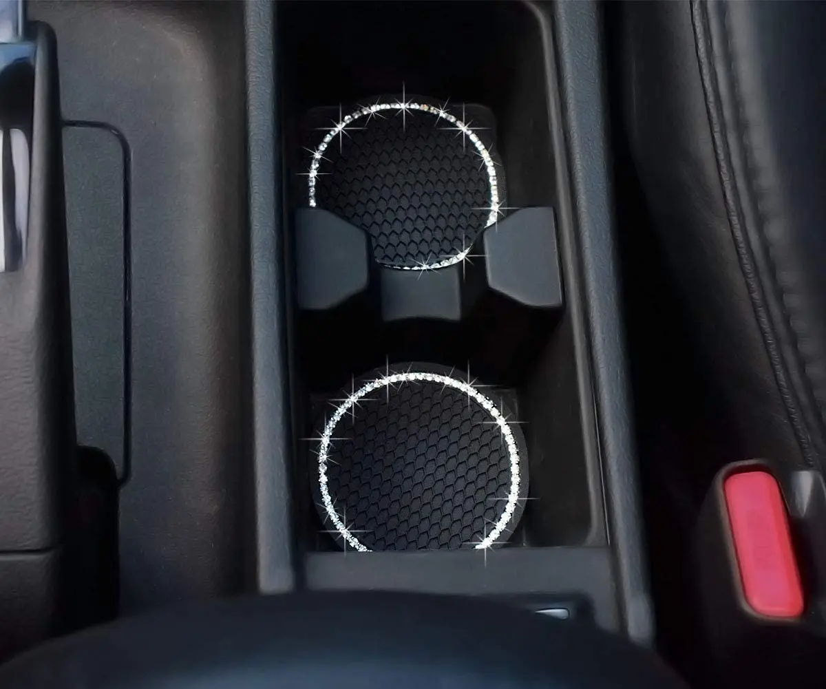 

Universal Vehicle Bling Cup Holder Insert Coaster Car Interior Accessories-2.75 inch Silicone Anti Slip Crystal Rhinestone