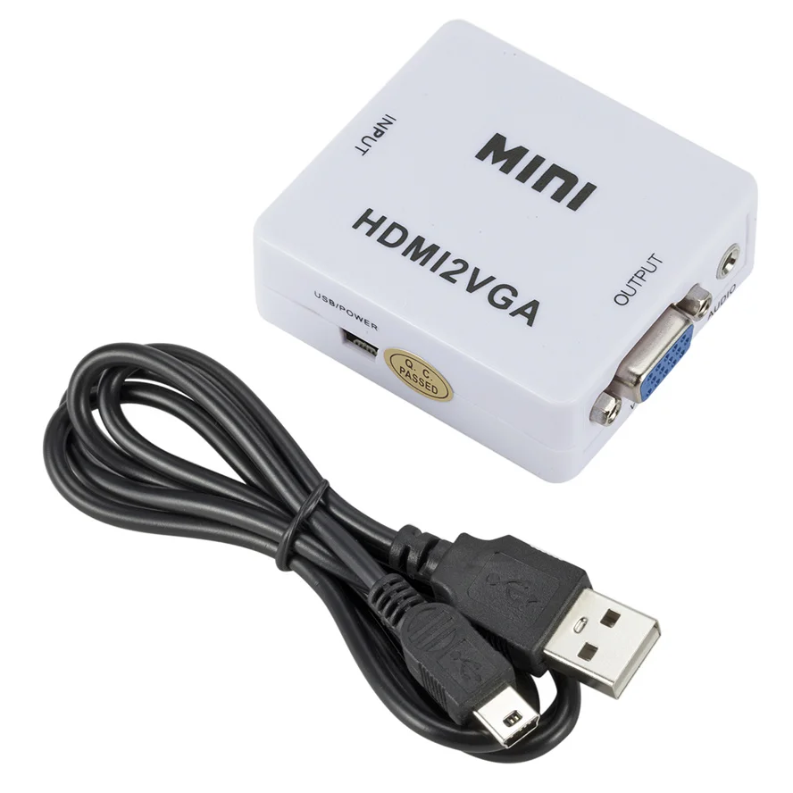 Портативный Преобразователь Grwibeou с Mini HDMI на VGA видео-приставка HDMI2VGA аудиоадаптер