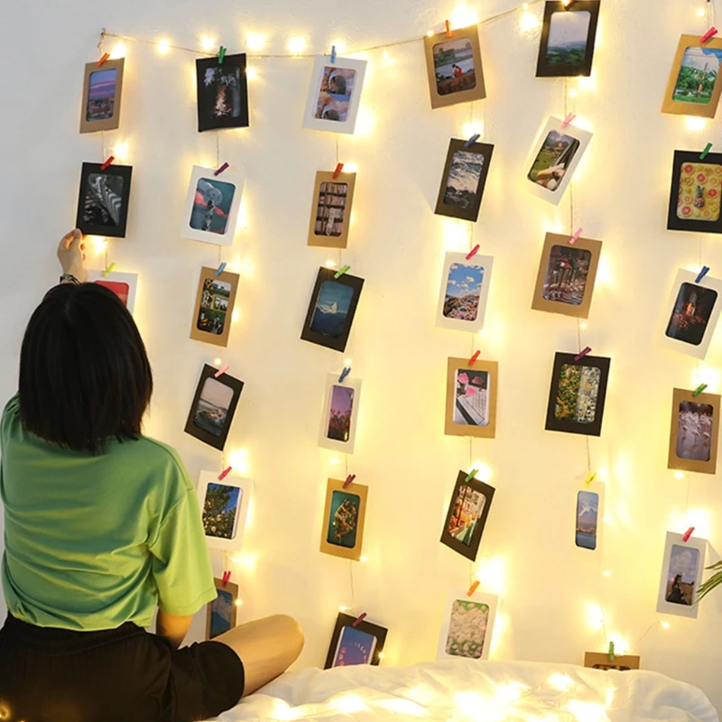 

Punch-Free Creative Hemp Rope Clip Photo Album Wall Combination For Room Home