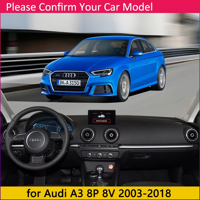 Для Audi A3 8P 8V 2003 ~ 2018 Противоскользящий коврик на приборную панель солнцезащитный