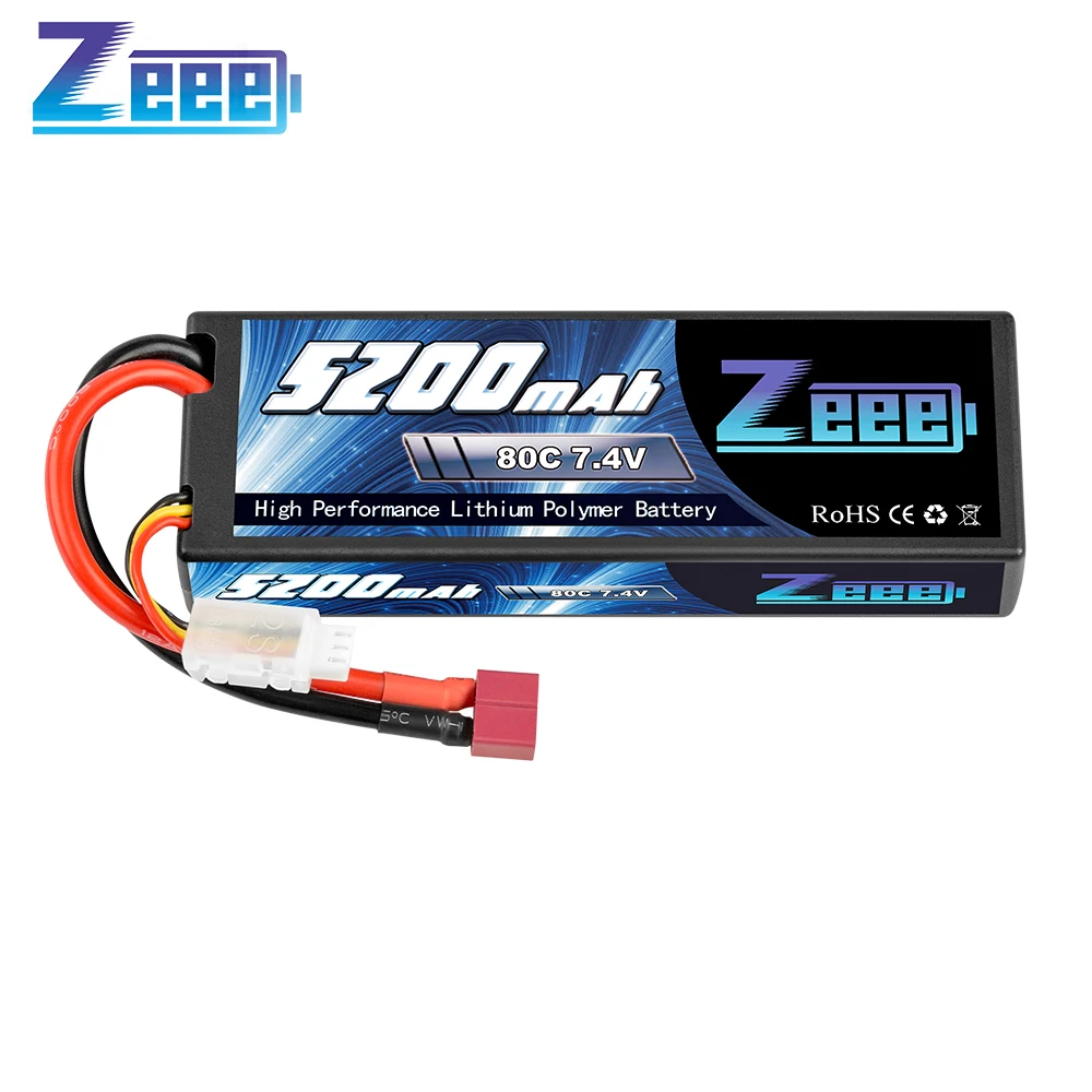 12 шт zeee rc lipo аккумулятор 74 в 2s 5200 мач 80c с