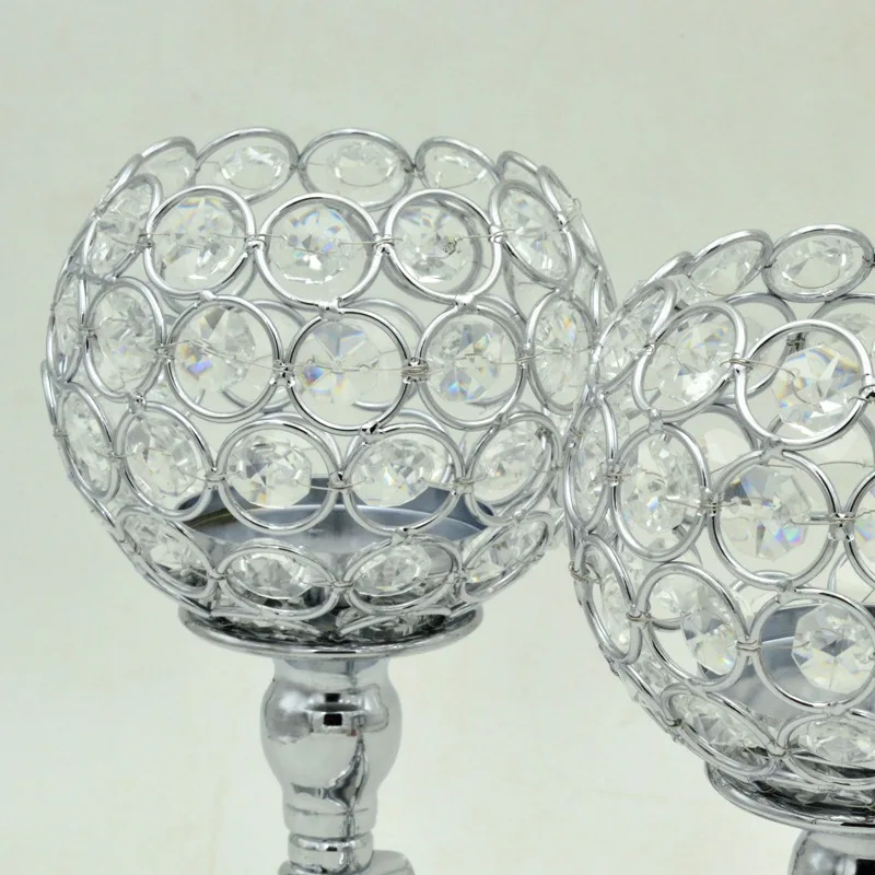 Серебристые хрустальные канделябры для свадебного стола центровые подсвечники