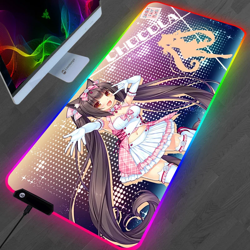 

Компьютерный игровой шкаф RGB Nekopara Xxl коврик для мышки с аниме ковриком игровой ноутбук Varmilo Kawaii аксессуары Mausepad настольная мышь клавиатуры