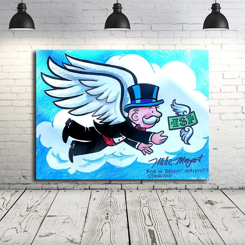 Печатный холст граффити домашний декор настенное искусство монополия живопись